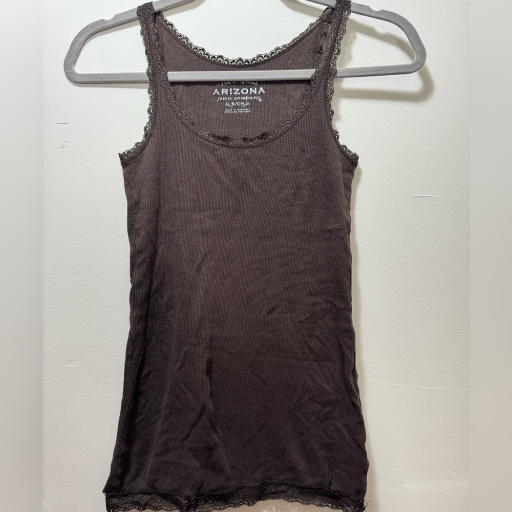 Arizona Jean Company Dark Brown Lace Tank Top